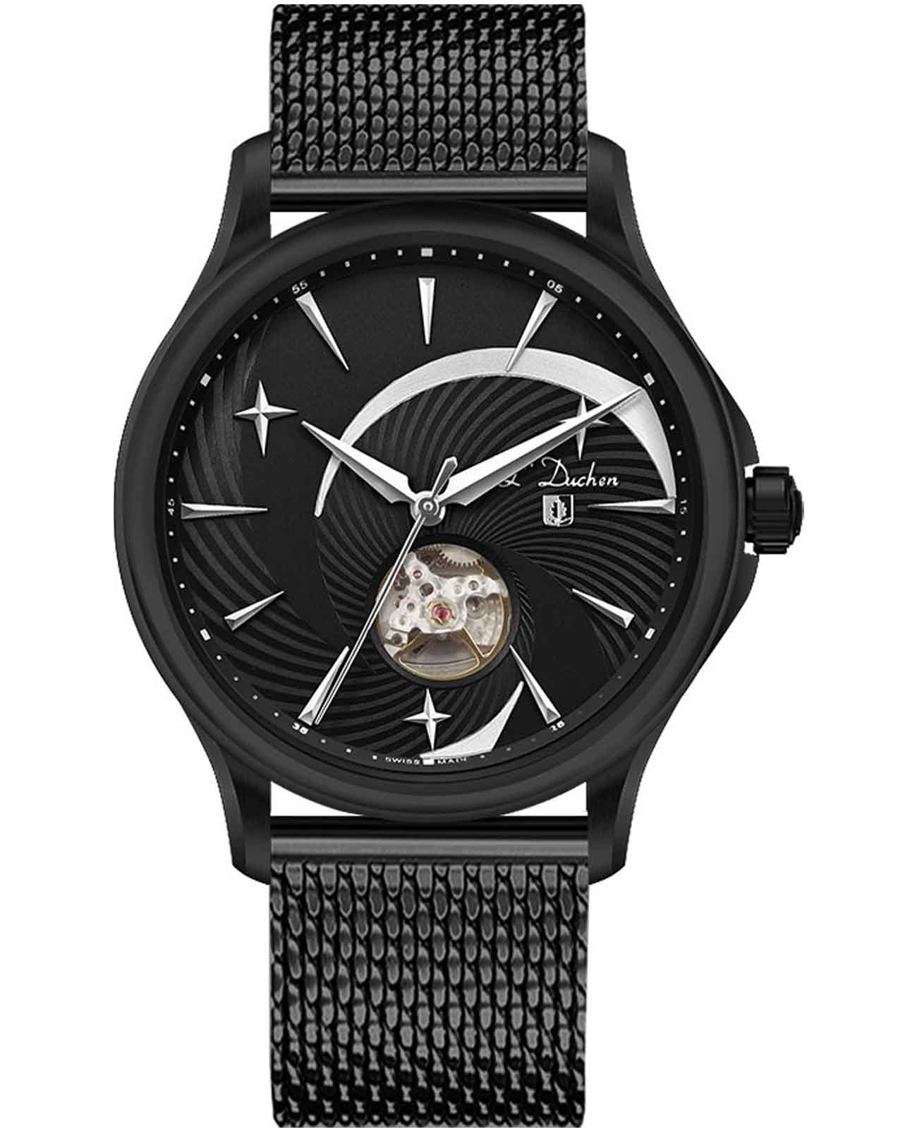 L'Duchen L'Duchen Supernova D 154.71.31 M  D 154.71.31 M механические мужские часы черный циферблат, браслет нержавеющая сталь с pvd-покрытием — вид спереди